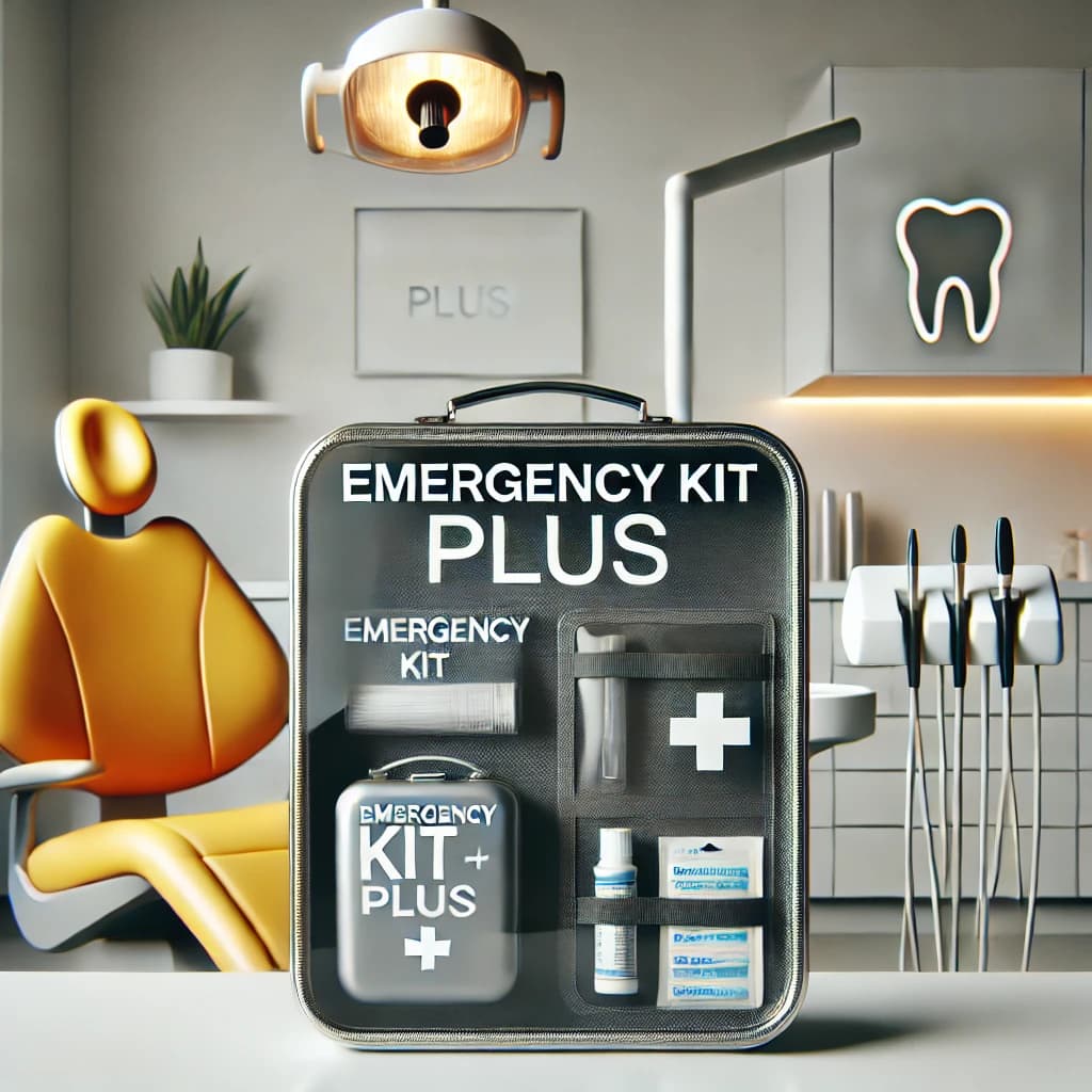 Dental office emergency kit with essential medications and equipment